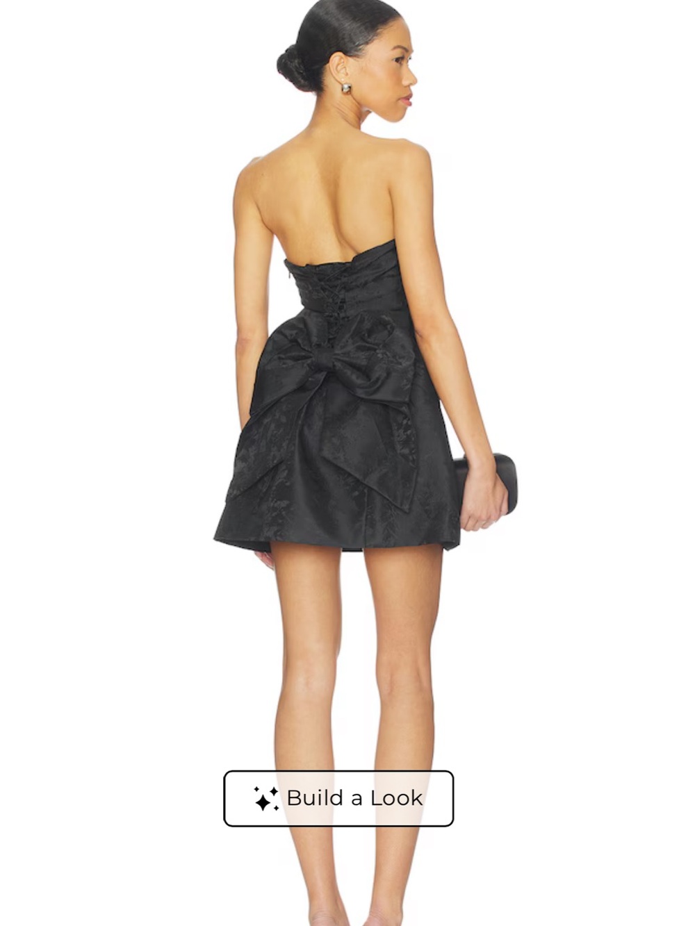 Revolve Black Strapless Mini Dress with Bow Back